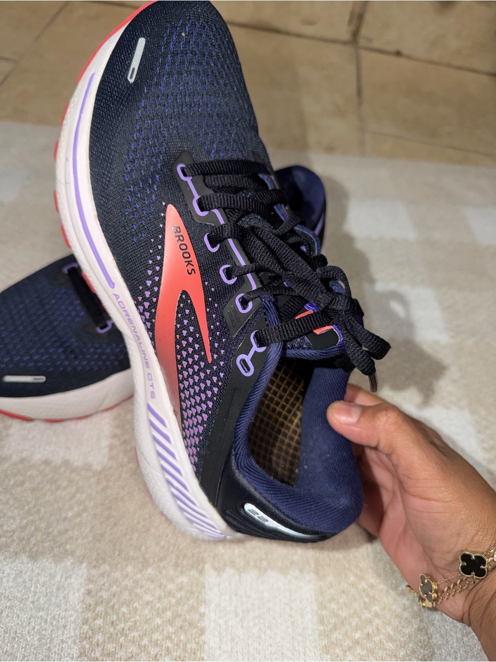 Brooks Women's Navy and Coral Athletic Running Shoes